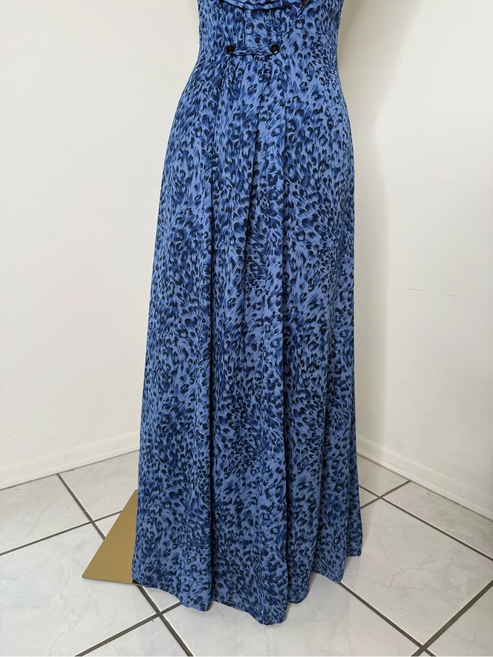 Coldwater Creek Blue Leopard Print Sleeveless Maxi Dress - Picture 12 of 16